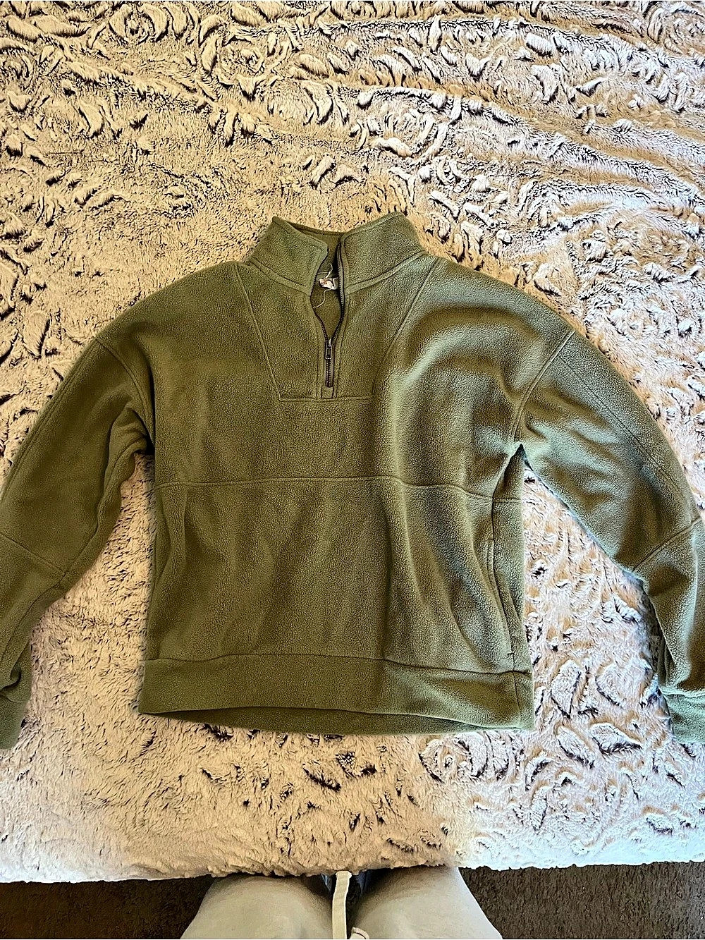 Hippie Rose Olive Quarter-Zip Fleece Pullover Size Medium